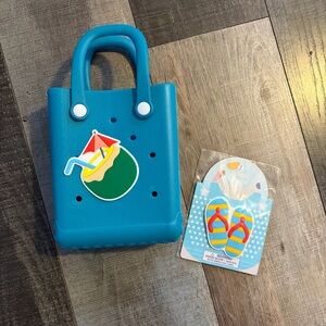 Teal Mini Tote Waterproof Foam Rubber Handbag Beach Pool Casual